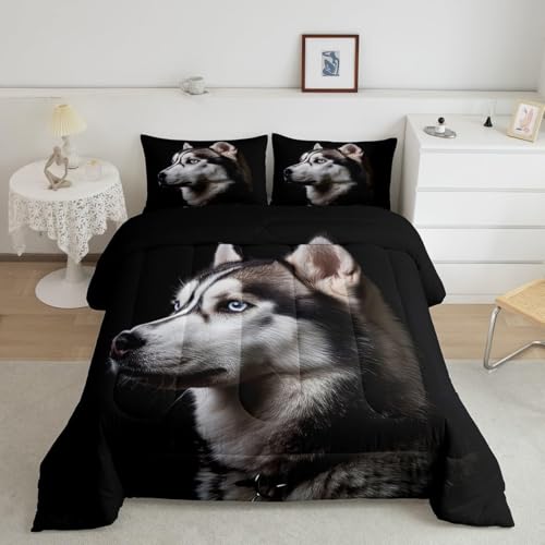 Husky Funda de N&oacute;rdica 160x200 Impresi&oacute;n 3D Mascotas Geniales 3 Piezas Juego de Cama Funda...