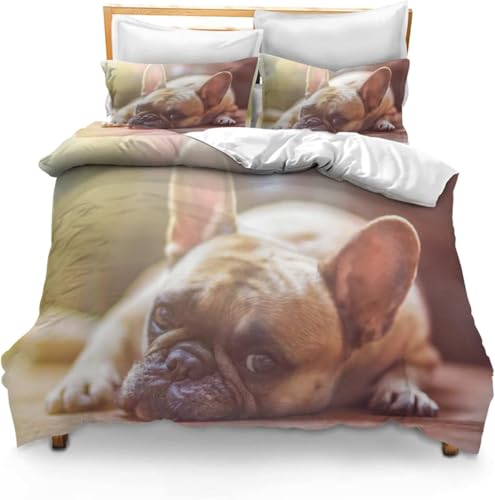 BJCJGGL Funda Nordica 90 Bulldog Franc&eacute;S Edred&oacute;n Cama 90 para Ni&ntilde;as Ni&ntilde;os con Cremallera de...