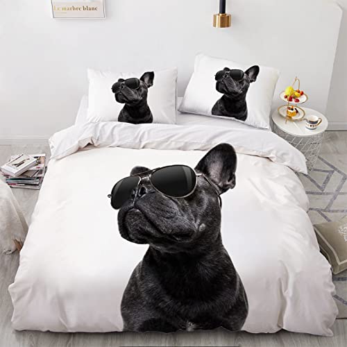 Funda Nordica Infantiles Bulldog Franc&eacute;S Negro Edred&oacute;n Cama 90 para Ni&ntilde;as Ni&ntilde;os con Cremallera...