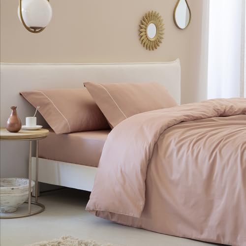 COTTON ARTean Funda n&oacute;rdica Cama 180 Sat&eacute;n Algodon Egipcio 300 Hilos LEUNA Nude, Funda edred&oacute;n...