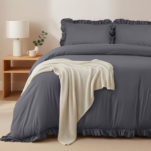 Utopia Bedding Funda Nordica Cama (Gris, Cama 105-200x200cm + 2 x Fundas Almohada 50x75cm)