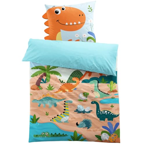 MUSOLEI - Funda n&oacute;rdica de dinosaurio, 140 x 200 cm, para ni&ntilde;o, juego de cama para 1 persona, de...