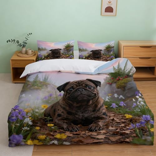 Funda N&oacute;rdica con Carlino Microfibra Suave Juego De Cama Racimo Flores Silvestres con Fundas...