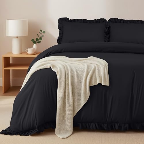 Utopia Bedding Funda Nordica Cama (Negro, Cama 105-200x200cm + 2 x Fundas Almohada 50x75cm)