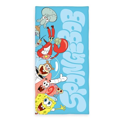 Herding Toalla de ba&ntilde;o con dise&ntilde;o de Bob Esponja, Aprox. 75 x 150 cm, 100% algod&oacute;n