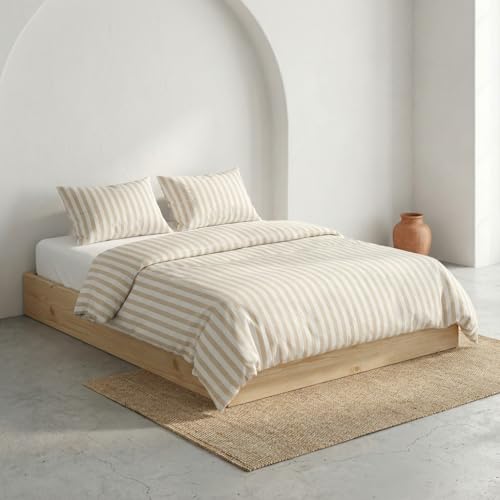GAMUSI Juego Funda n&oacute;rdica Cama 90 100% algod&oacute;n - Funda Almohada 45x110 cm, Estampado Rayas Color...