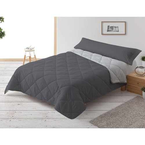 Donegal Collections Edred&oacute;n N&oacute;rdico Cama 150/160-240x220 cm Reversible Bicolor Gris Oscuro/Gris...