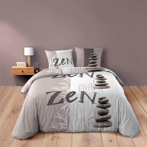 Juego de cama (funda n&oacute;rdica de 220 x 240 cm y 2 fundas de almohada), dise&ntilde;o zen