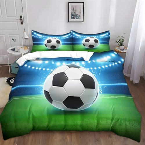 XCQHZYQ Funda Nordica Poli&eacute;ster Algod&oacute;n Infantil para Cama 90 F&uacute;tbol ​​Estadio Hierba 3...