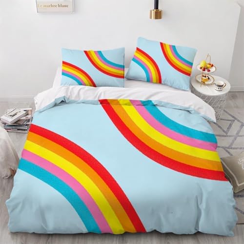 Funda Nordica Cama 180 Arcoiris Fundas de Edredon 260x240 Estampado 3D Rayas de Colores Funda...