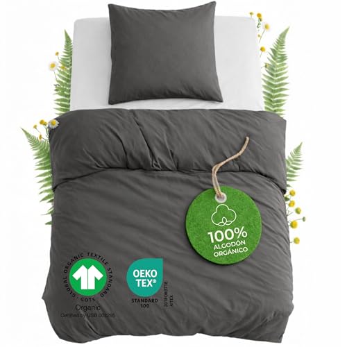 Dreamzie Funda Nordica Cama 90 Algodon Organico - Funda Nordica 140x200cm, Funda de Almohada 65x65cm...