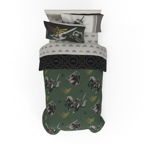 Franco Collectibles Legend of Zelda Gaming Set de Ropa de Cama 5 Piezas, edred&oacute;n Reversible Muy...