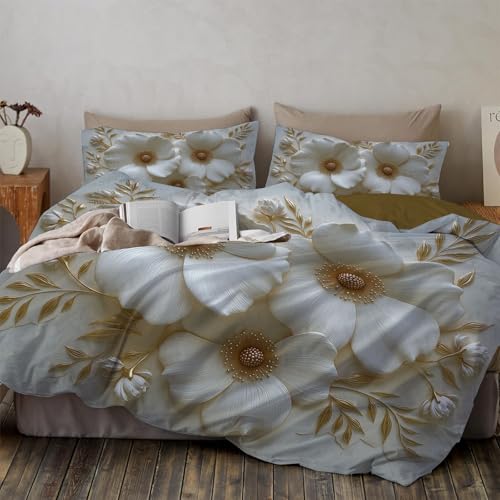 Funda Nordica Cama 180/200 Lujo Alivio Floral, Funda N&oacute;rdica Sencillo Floral, Ropa 260x240CM, Juego...