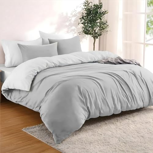Dreamzie Funda Nordica Cama 260x240 cm con 2 Funda Almohada 65x65 cm - Gris Oscuro/Gris Claro -...