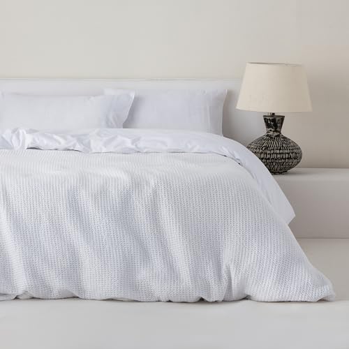 COTTON ARTean Funda N&oacute;rdica AYALA BLANCO Algod&oacute;n 100% Waffle Cierre con botones Cama de 90 (...