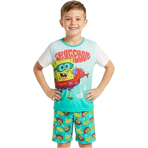 Get Trend Bob Esponja Pijama Ni&ntilde;o 4-12 A&ntilde;os, Conjunto Verano de Pijama Corto de Algod&oacute;n, Camiseta...