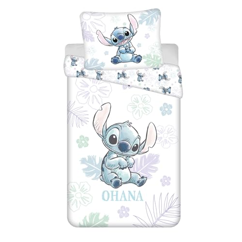 Jerry Fabrics Stitch Angel Ohana - Juego de funda nórdica reversible de 140 x 200 cm y funda de...