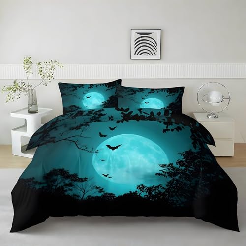 Ypthriline Murci&eacute;lago del Bosque Juego de Funda Nordica 180x200 cm Azul Cian 3 Piezas Microfibra...