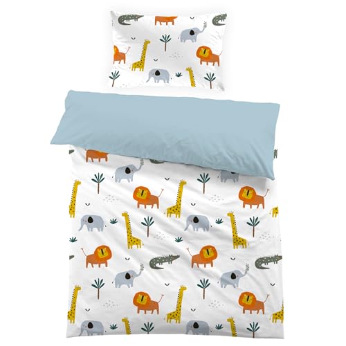 MUSOLEI Funda n&oacute;rdica infantil 120x150 animales ni&ntilde;a ni&ntilde;o juego de cama 1 persona en microfibra...