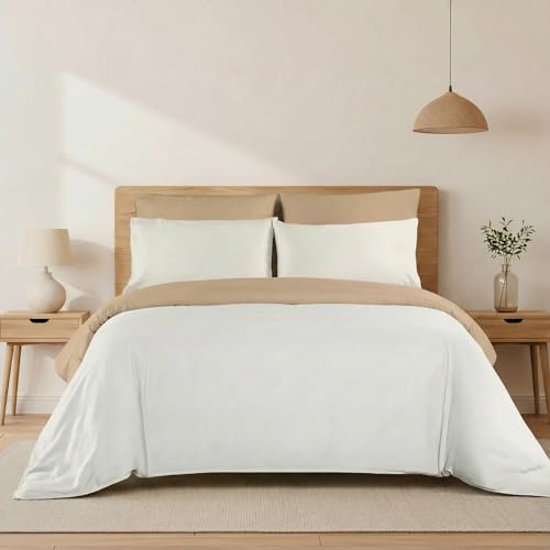 H HANSEL HOME Funda N&oacute;rdica Bicolor Cama 180 &ndash; 4 Piezas &ndash; 100% Microfibra Suave y Transpirable...