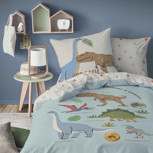 Jurassic World SICJU - Juego de cama infantil (100% algod&oacute;n, Oeko-TEX | Funda n&oacute;rdica de 140 x 200...