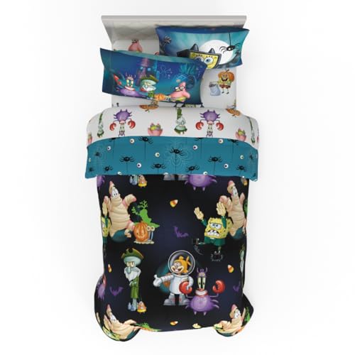 Bob Esponja Squarepants - Juego de Ropa de Cama Infantil de Halloween de 5 Piezas, edred&oacute;n...