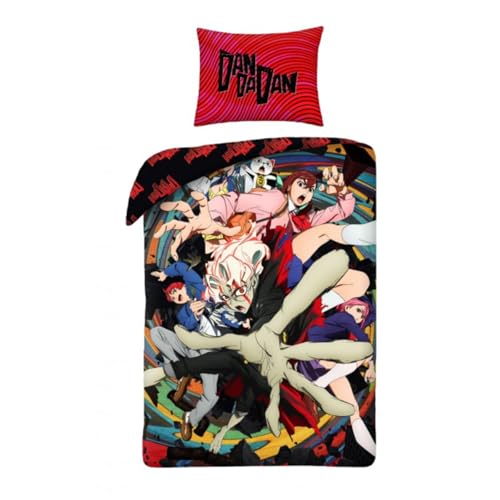 Halantex Juego de cama DanDaDan con personajes Anime – Funda nórdica de 140 x 200 cm con funda de...