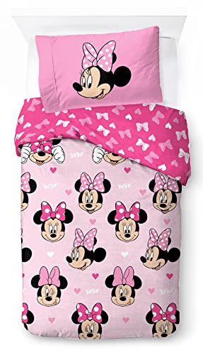 Jay Franco Disney Minnie Hearts & Love Juego de Ropa de Cama Infantil 100% Algod&oacute;n 135 x 200 cm...