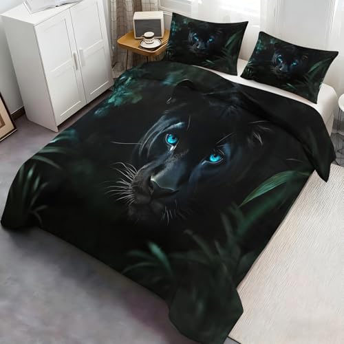 Funda de edred&oacute;n de pantera, tama&ntilde;o Super King, funda de edred&oacute;n de guepardo, juego de ropa de...