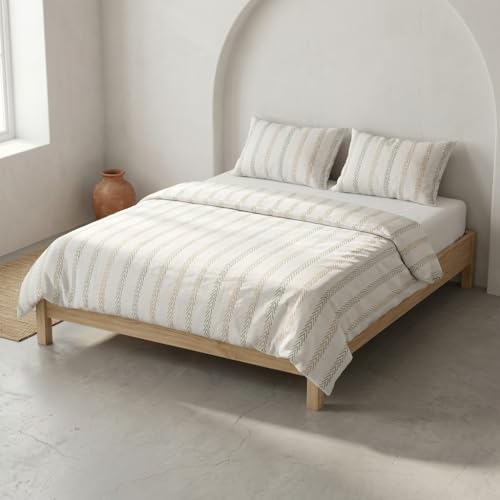 GAMUSI Juego Funda n&oacute;rdica Cama 180 100% algod&oacute;n - 2 Fundas Almohada 50x95 cm, Rayas Original...