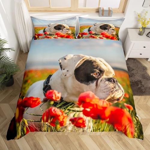 Fundas Nordica Cama 90 Pug Impresi&oacute;n 3D Funda de Edred&oacute;n Estampados Florales Funda N&oacute;rdica...