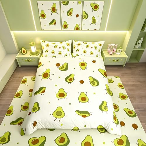 Lindo Juego de Ropa de Cama de Aguacate para ni&ntilde;as y ni&ntilde;os, Juego de Funda de edred&oacute;n para Yoga,...