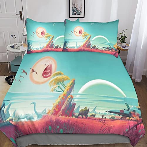 YINGB Rick and Morty - Juego de ropa de cama de microfibra, funda de edred&oacute;n con funda de almohada...