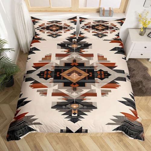 Loussiesd Southwestern - Juego de funda de edred&oacute;n para cama doble, estilo bohemio, ex&oacute;tico, para...