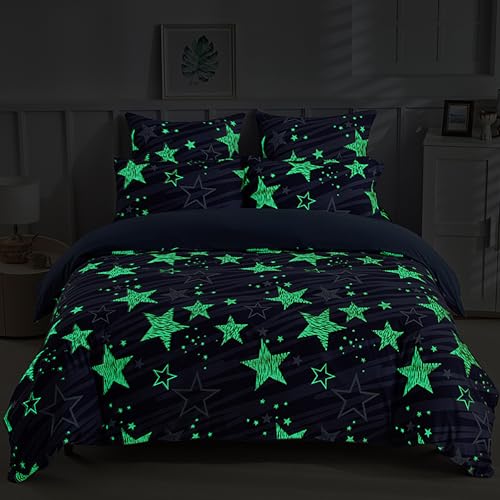 GETIYA Ropa de cama para ni&ntilde;as y ni&ntilde;os, 155 x 220 cm, suave microfibra, dise&ntilde;o de estrellas,...