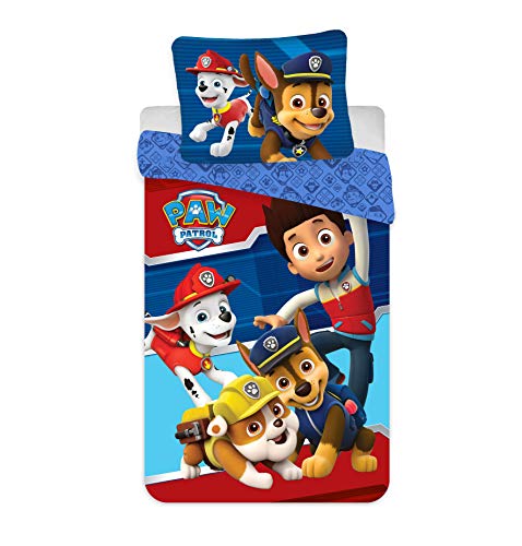 BrandMac ApS Juego de ropa de cama infantil de la Patrulla Canina, funda nórdica de 140 x 200 cm y...