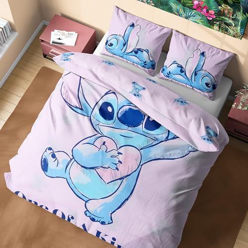 Disney Stitch Juegos de Fundas Nórdicas, Pack con Funda de Edredón y Almohadas - Tamaño...