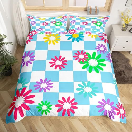 Homewish Juego de funda de edred&oacute;n a cuadros para cuna, estilo bohemio, r&uacute;stico, floral, dise&ntilde;o...