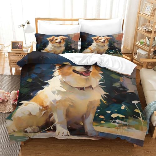 Shepherd Perros 3D Estampado Funda N&oacute;rdica Cubierta Conjunto，Incluye N&oacute;rdica Cubierta, Almohadas...