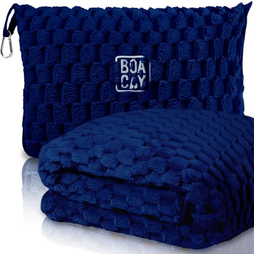 BOACAY Manta de Viaje Plegable para Avi&oacute;n, Autom&oacute;vil - Manta de Oficina Compacta - Almohada...