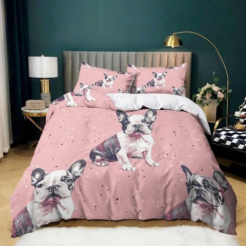 Funda N&oacute;rdica 135 x 200 cm Funda Edredon Animales Bulldog Franc&eacute;s Dise&ntilde;o para Dormitorio de los...