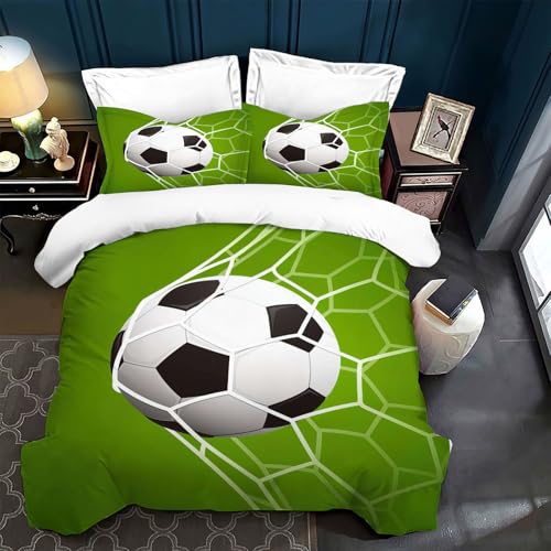 Ropa de Cama Infantil 135x200 f&uacute;tbol,Motivo 3D f&uacute;tbol,Funda n&oacute;rdica Deportiva para...