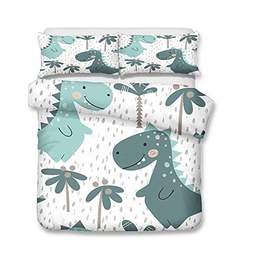 Funda Nordica Cama 105/135 Infantil Microfibra, 3 Piezas Juvenil Dinosaurios Juego de Funda Nordica...