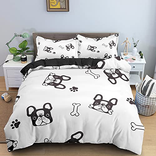 SJSXWQN Funda Nordica Cama 150 Bulldog Franc&eacute;S Blanco Nordico Cama 150 para Ni&ntilde;os Adultos con...