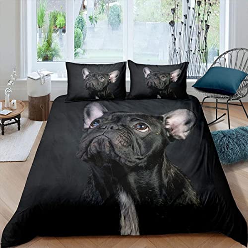 Funda Nordica Infantiles Bulldog Franc&eacute;S Negro Edred&oacute;n Cama 90 para Ni&ntilde;as Ni&ntilde;os con Cremallera...