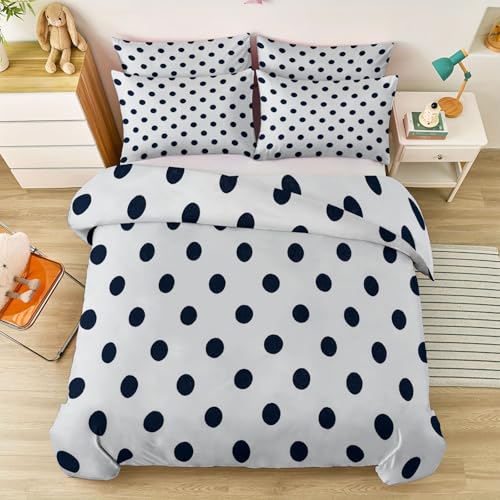 Gen&eacute;rico Funda N&oacute;rdica 220 x 220 cm + 2 Fundas de Almohada - Elegante Sencillo Sim&eacute;trico Lunares...