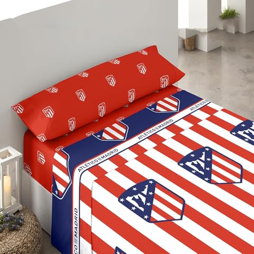 ASDITEX Juego de s&aacute;banas 3 Piezas Atl&eacute;tico de Madrid Cama 105 cm. (s&aacute;bana 180x270 cm.- Bajera...