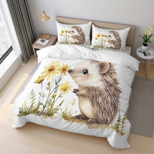 Gen&eacute;rico Funda N&oacute;rdica Erizo, Ropa de Cama Animale Lindo Dibujos Animados 150 x 200 cm, Microfibra...