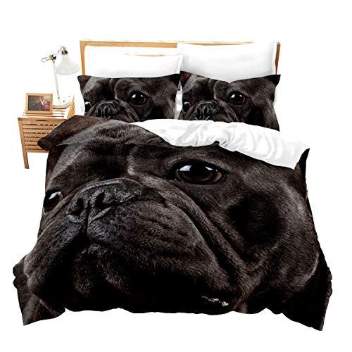 - Juego de Funda de edred&oacute;n Perro,de Bulldog franc&eacute;s,2 Piezas,Funda de edred&oacute;n Cama Individual