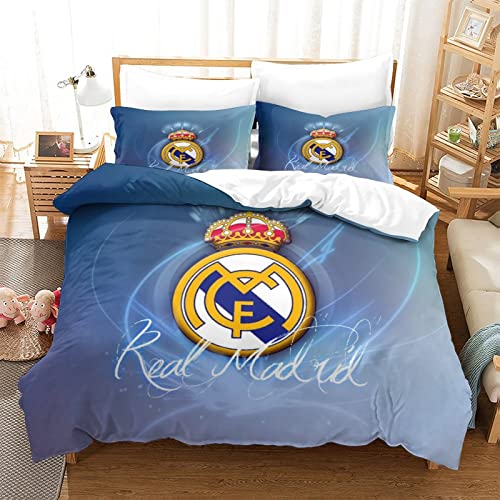 Equipo de F&uacute;tbol Madrid Juego de Funda N&oacute;rdica 220X230cm (Cama de 150/160) Funda de Edred&oacute;n de...